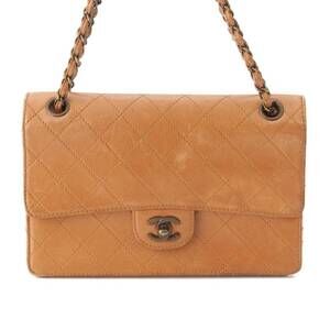 Chanel Matelasse Lambskin Single Flap Chain Shoulder Bag Brown
